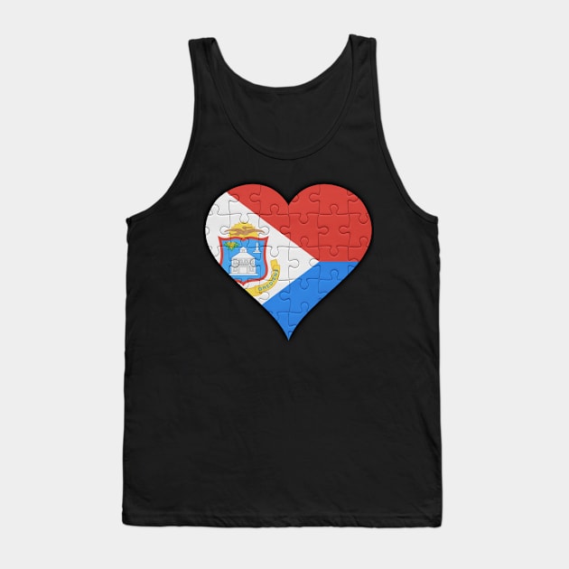 Sint Maartener Jigsaw Puzzle Heart Design - Gift for Sint Maartener With Sint Maarten Roots Tank Top by Country Flags